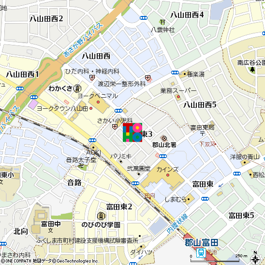 八山田支店付近の地図
